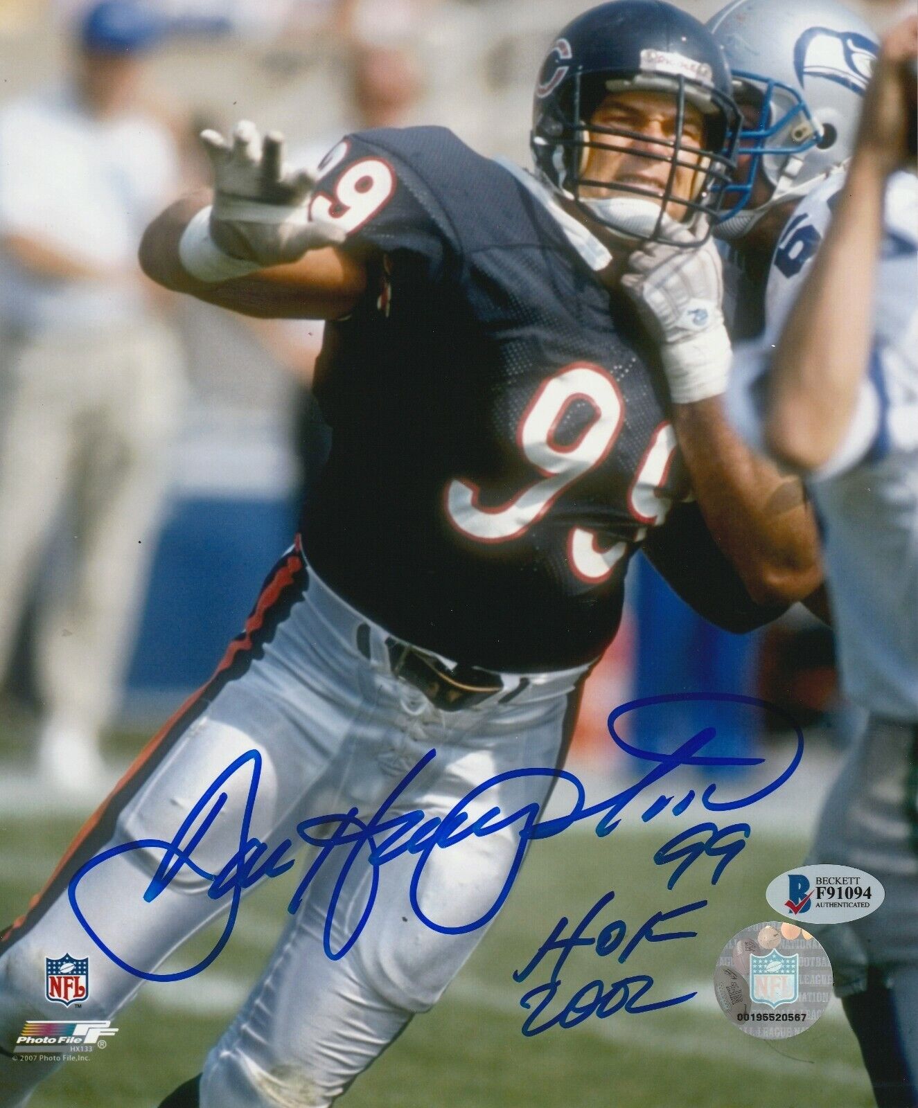 DAN HAMPTON Signed Chicago BEARS 8x10 Photo Poster painting with Beckett COA & HOF Inscription