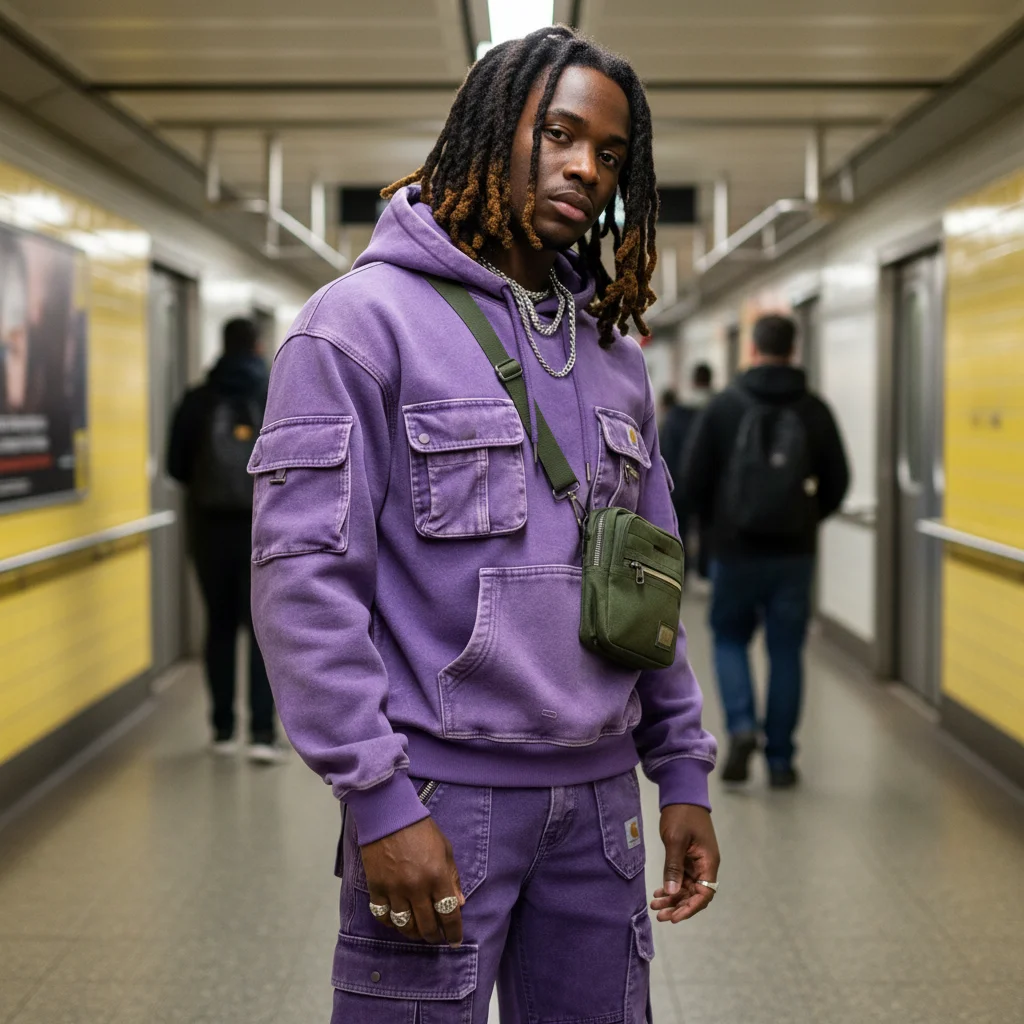 Street Style Multi-functional Multi-pocket Retro Washed Hooded Sweatshirt