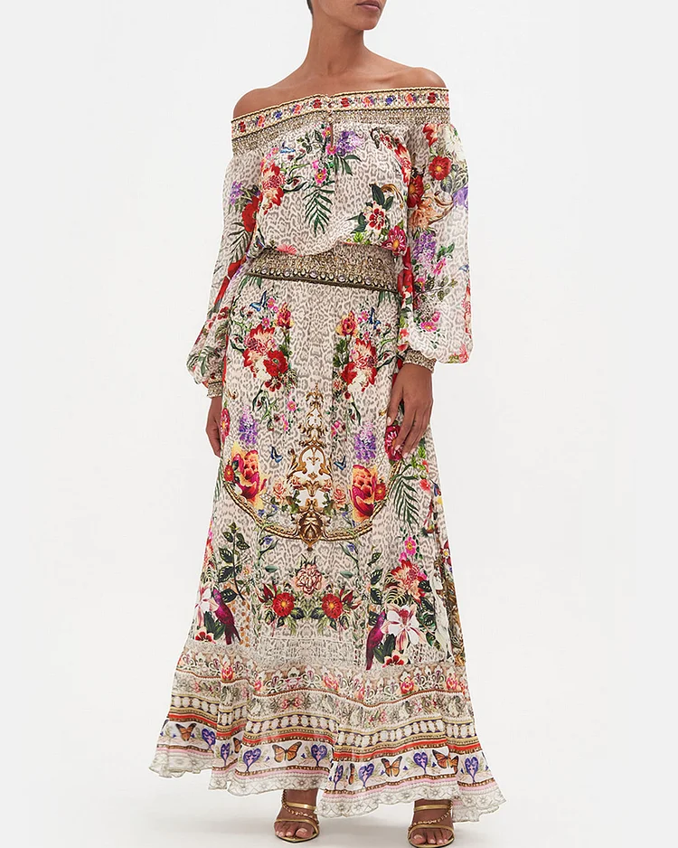 Off Shoulder Shirred Dress