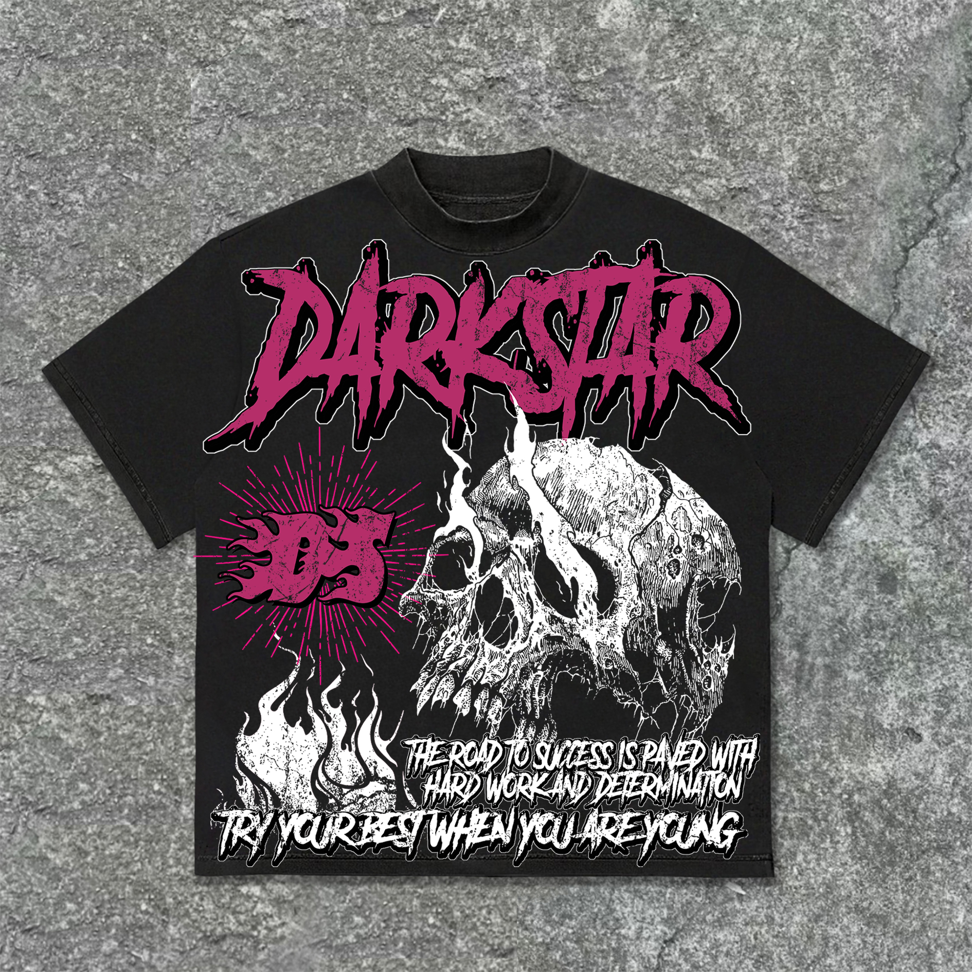 Sopula Flame Skull Graphic Print Cotton T-Shirt