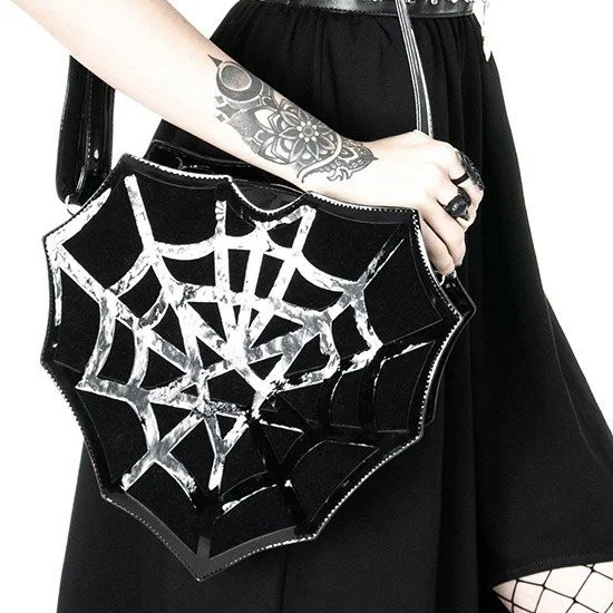  Spider Web Dark Designed Punk PU Shoulder Bag Halloween Festival Costumes