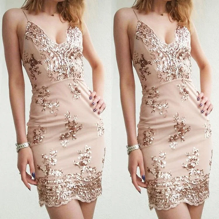 Sexy party mesh low-cut dress-zachics