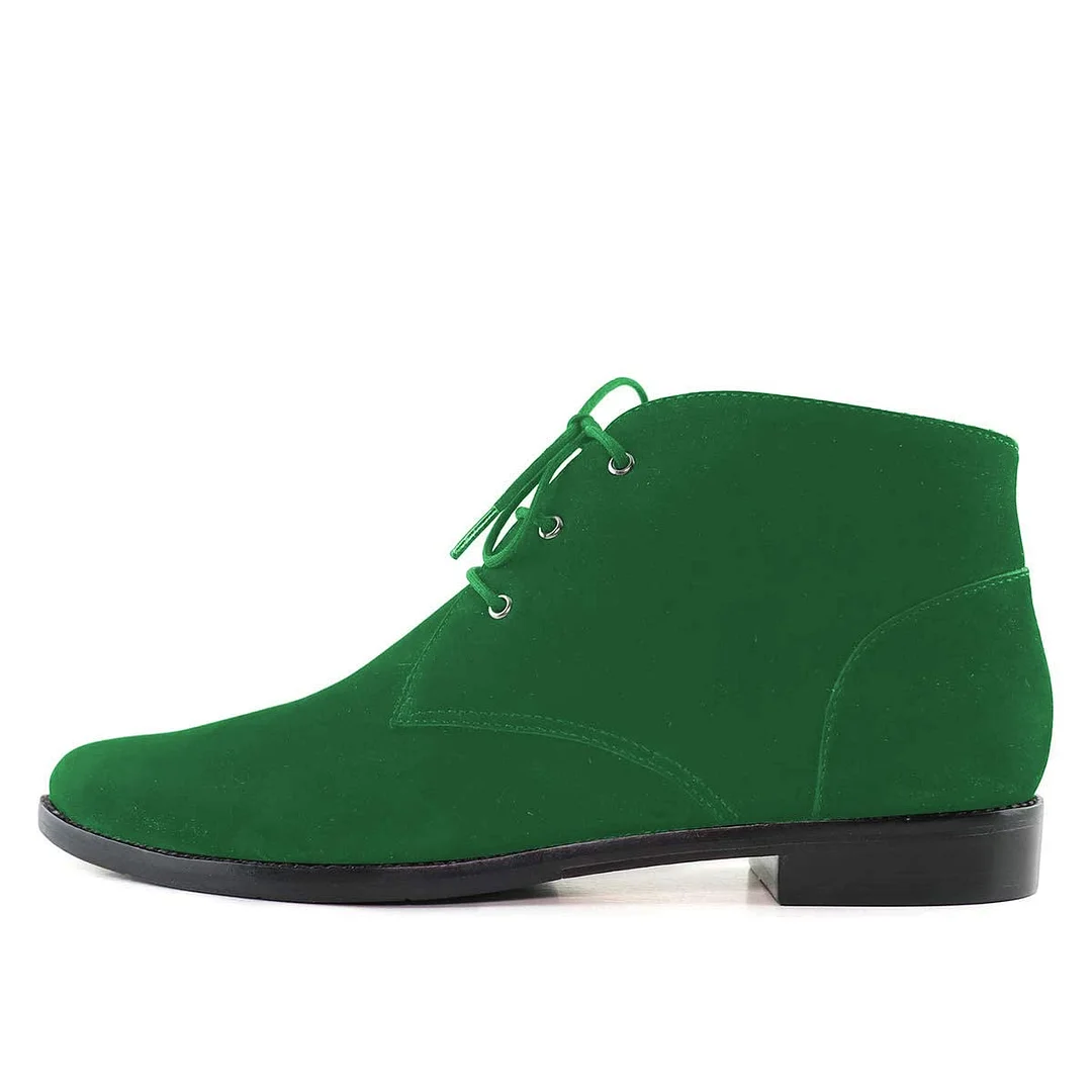 Faux Suede Almond Toe Lace-Up Comfy Flat Formal Green Oxford Shoes