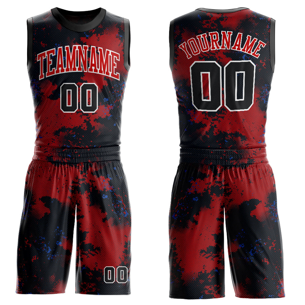 Custom Red Black-White Round Neck Sublimation Basketball Suit Jersey | captainssportss.com
