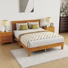 pornhint Pornhint PayLessHere Wood Platform Bed Frame with Headboard/Queen size Solid Wood Foundation/Wood Slats Support/No Box Spring Needed/Easy Assembly,Natural