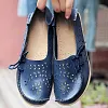 Women's Wide Width Leather Loafers Flat Shoes