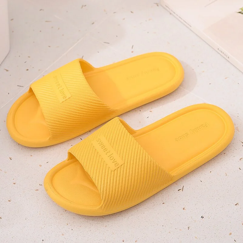 Indoor Slippers Women Concise Non-Slip Bath Slides Couple Men Summer Home Slippers Solid Color Casual Shoes Woman