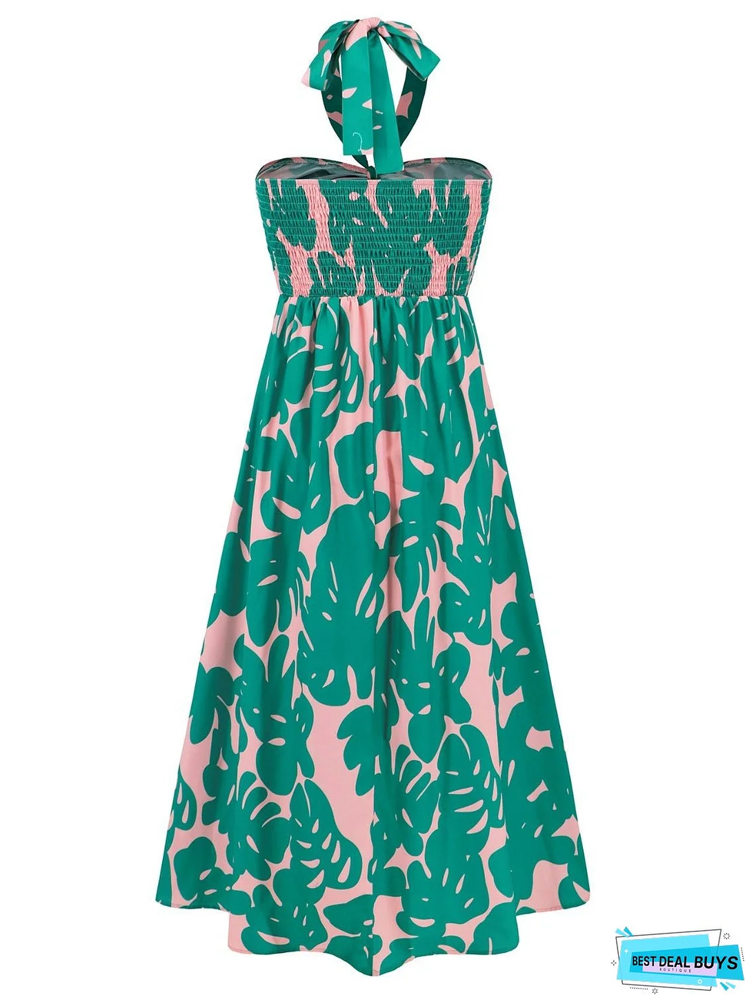 Printed Halter Neck Midi Cami Dress