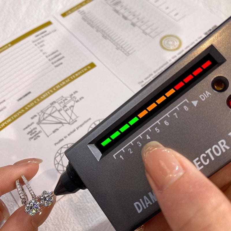 1 Pair White Gold Plated Sterling Silver Moissanite VVS1-VVS2 Moissanite Earrings Geometric Drop Earrings