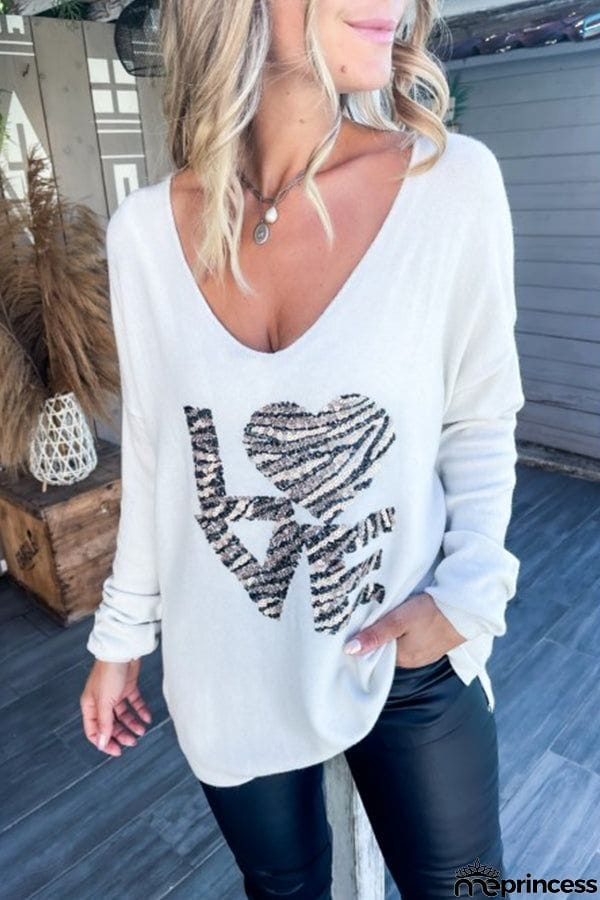 Sequined Love Patchwork Pullover