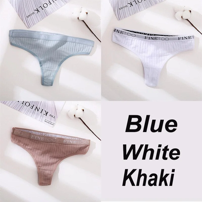 3PCS/Set Cotton Panties Female Underpants Sexy G-string Women Panties Underwear Solid Color Intimates Lingerie Thong Pantys