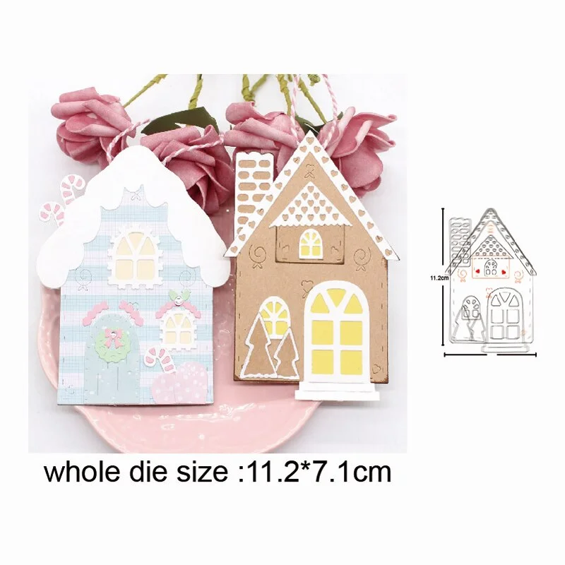 Christmas House Tree Metal Cutting Dies Stencils dies for DIY Scrapbooking Dies Decorative Embossing Die Cuts Paper Cards Making