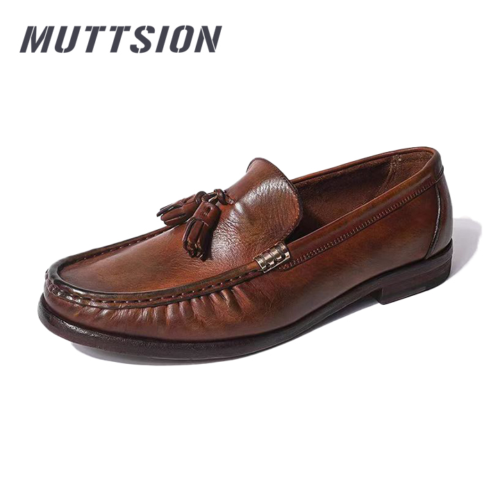 MUTTSION Trendy Hundreds Handmade Pattern Casual Trendy Business Leather Shoes MUTTSION.COM MUTTSION