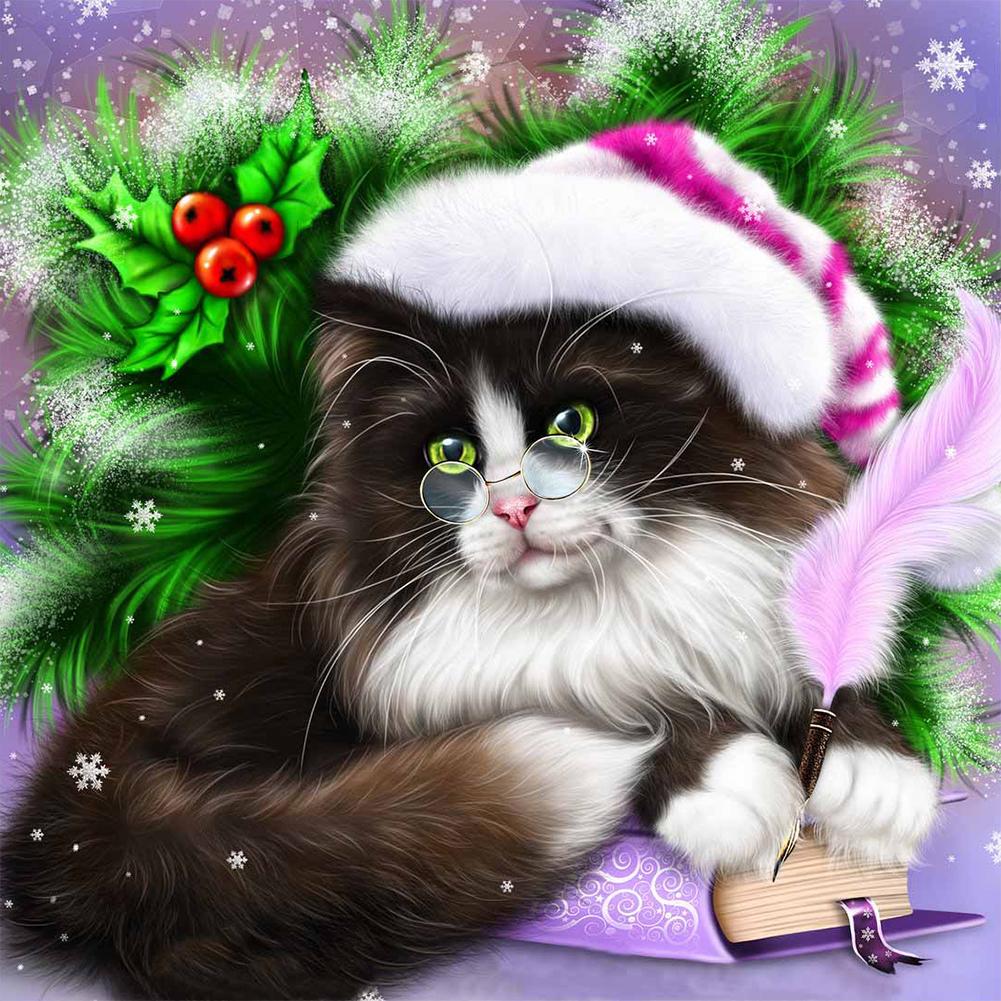 

Christmas Cat - Round/Square Drill Diamond Painting - 30*30CM, Square diamond 30*30cm, 501 Original