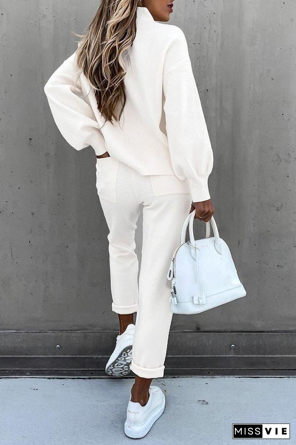 Solid Drawstring Waist Two Pieces Sets