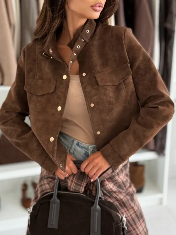 Women's Faux Suede Cropped Jacket