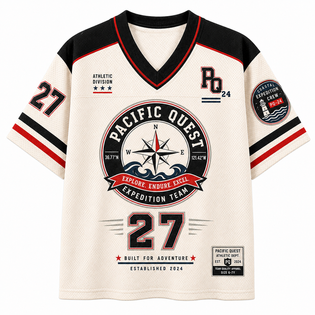 Surf Pacific Quest Cotton T-Shirt - White / Black / Red