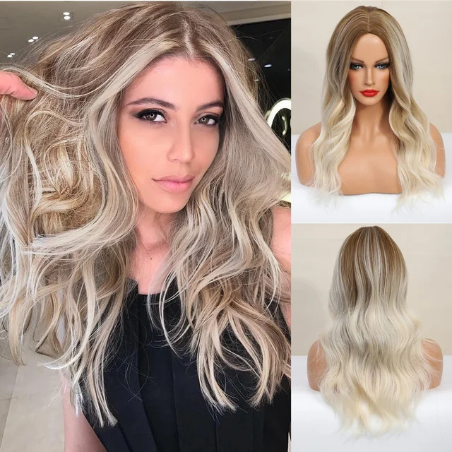 Long Wigs Wavy Hair Brown Color Wigs Daily Style ELCNEPAL