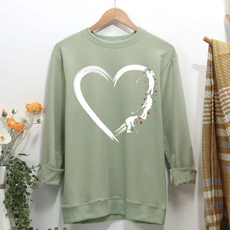 Beauty heart brush vector love golf Women Casual Sweatshirt