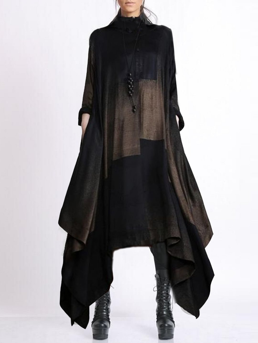 UR Mock Neck Sharkbite Hem Long Sleeve Maxi Dress