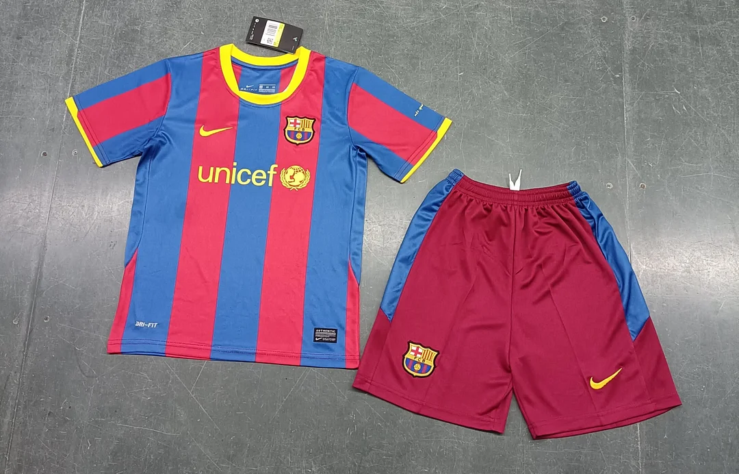 Retro 10/11 Barcelona Home Kids Kit Football Jersey Thai Quality