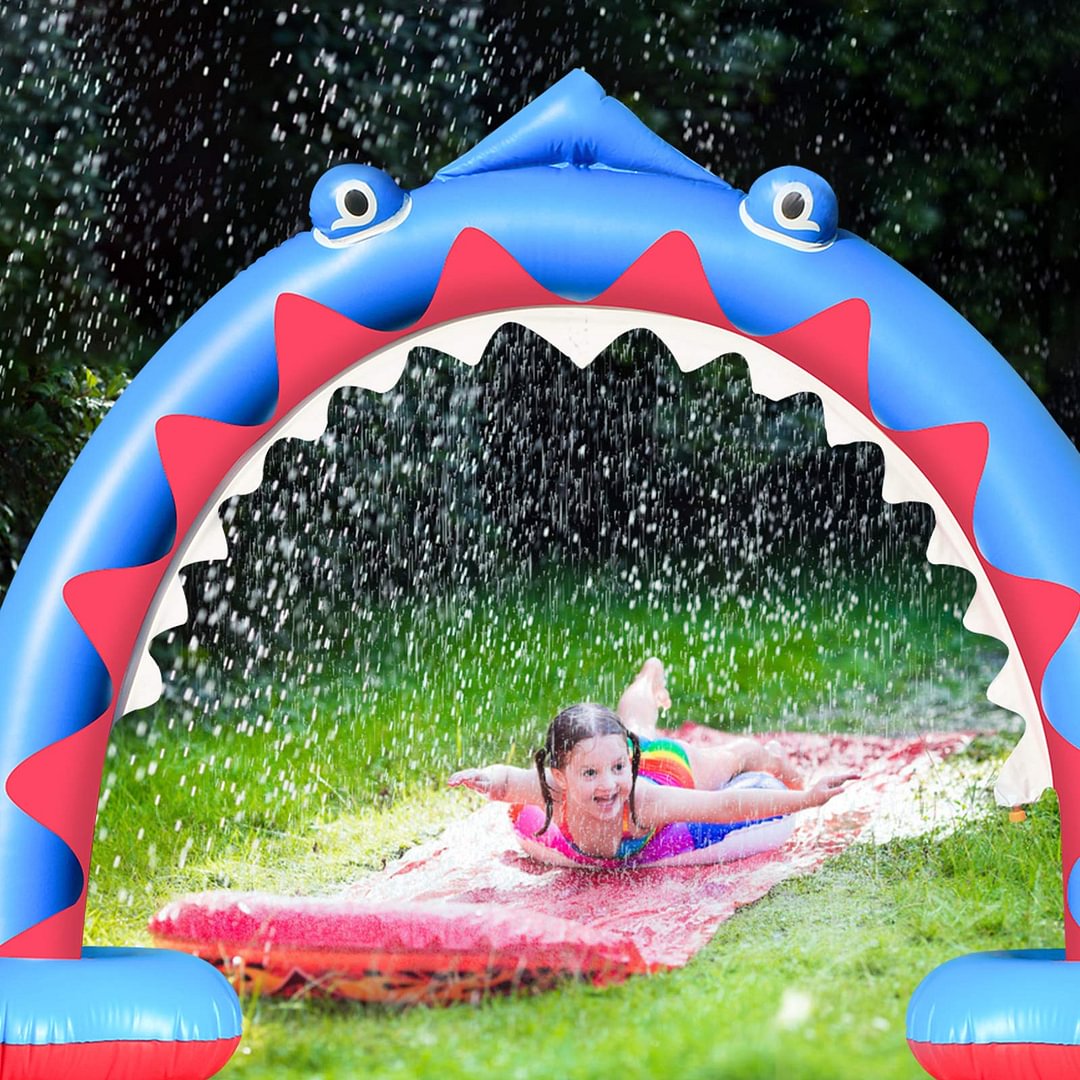 Shark Sprinkler for Kids, Summer Inflatable Arch Sprinkler Splash Toys for Boys Girls, Outside Water Games for Party Backyard、、sdecorshop