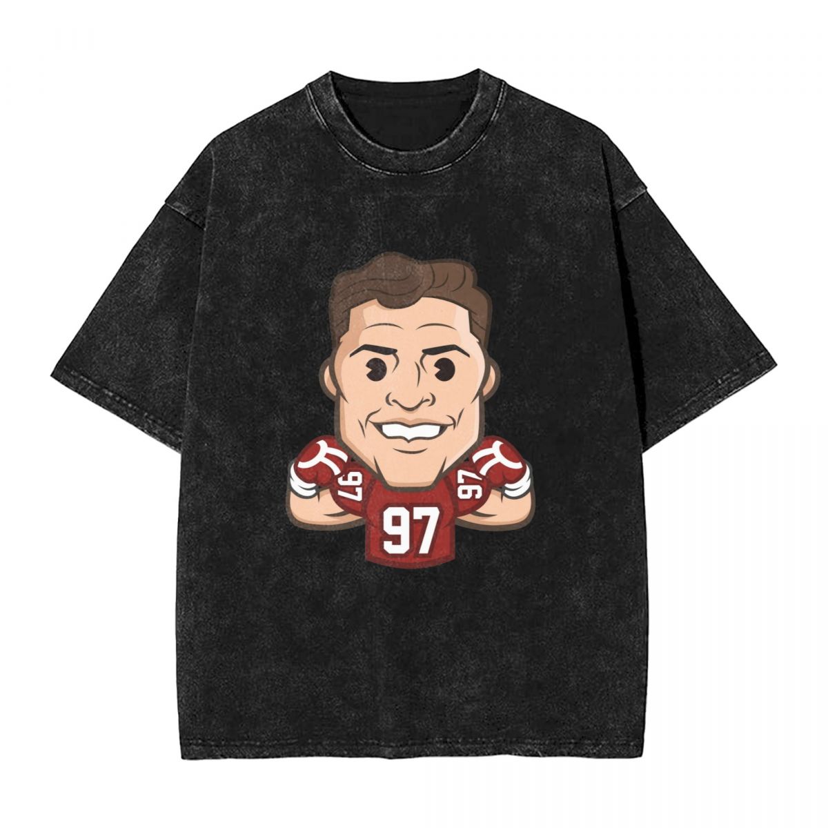 San Francisco 49ers Nick Bosa Emoji Washed Oversized Vintage Men's T-Shirt