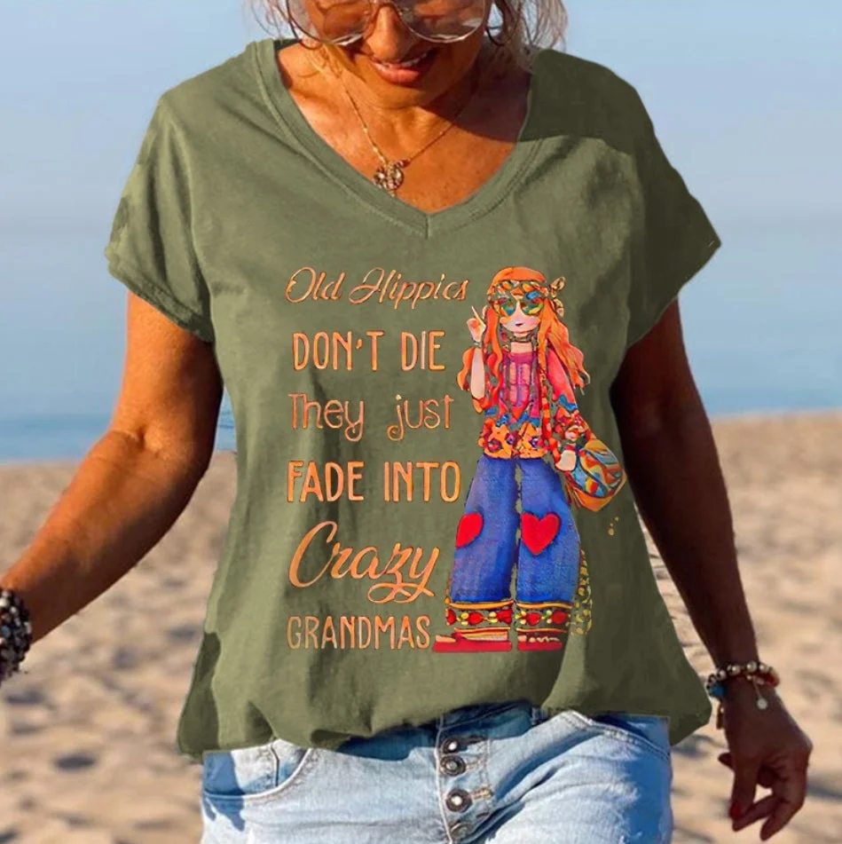 Old Hippies Don't Die Creative Printed Graphic Tees