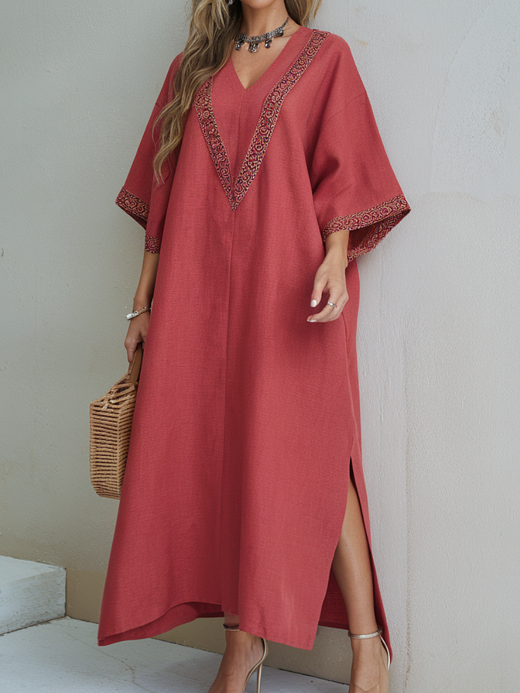 Linen Kaftan Maxi Dress