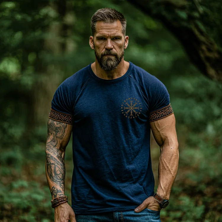 Men's Viking Vegvisir Celtic Knot  Print Comfy Sports T-shirt