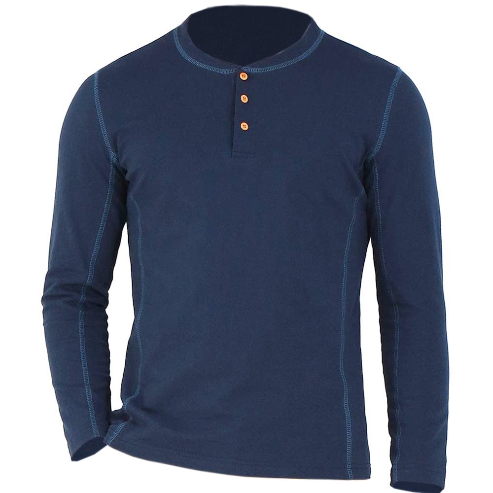 Men's Outdoor Classic Solid Henley Collar Long Sleeve T-Shirt