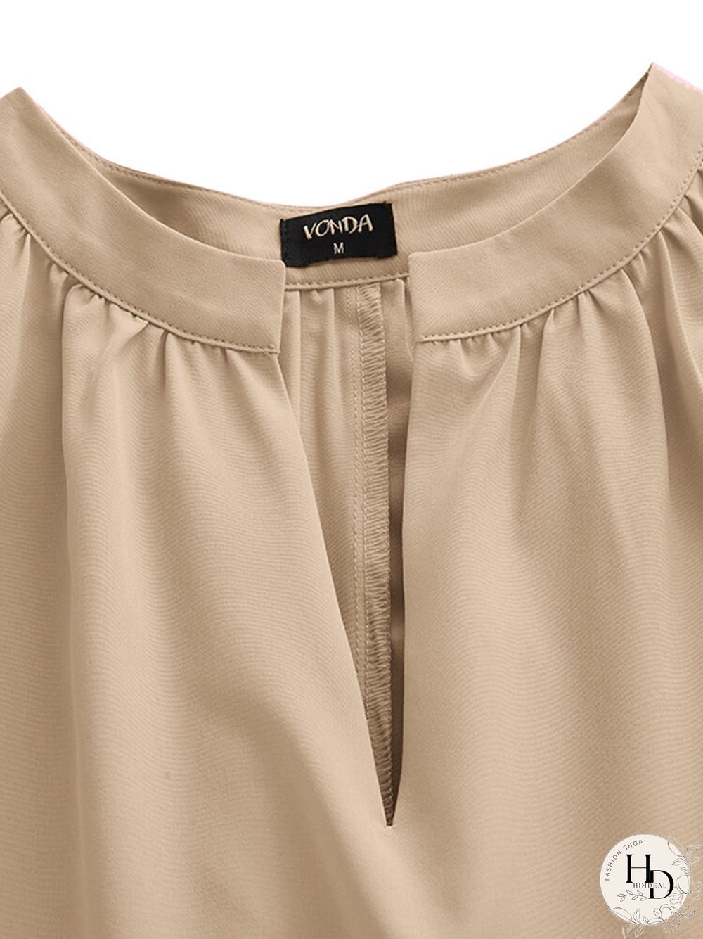 Solid Color Stitching Pleated V Neck Loose Dress