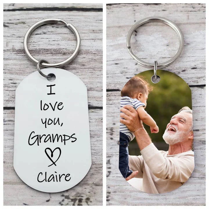 Personalized Gramps Photo Keychain Gift-I Love You, Gramps-Custom Special Keychain Gift For Grandpa