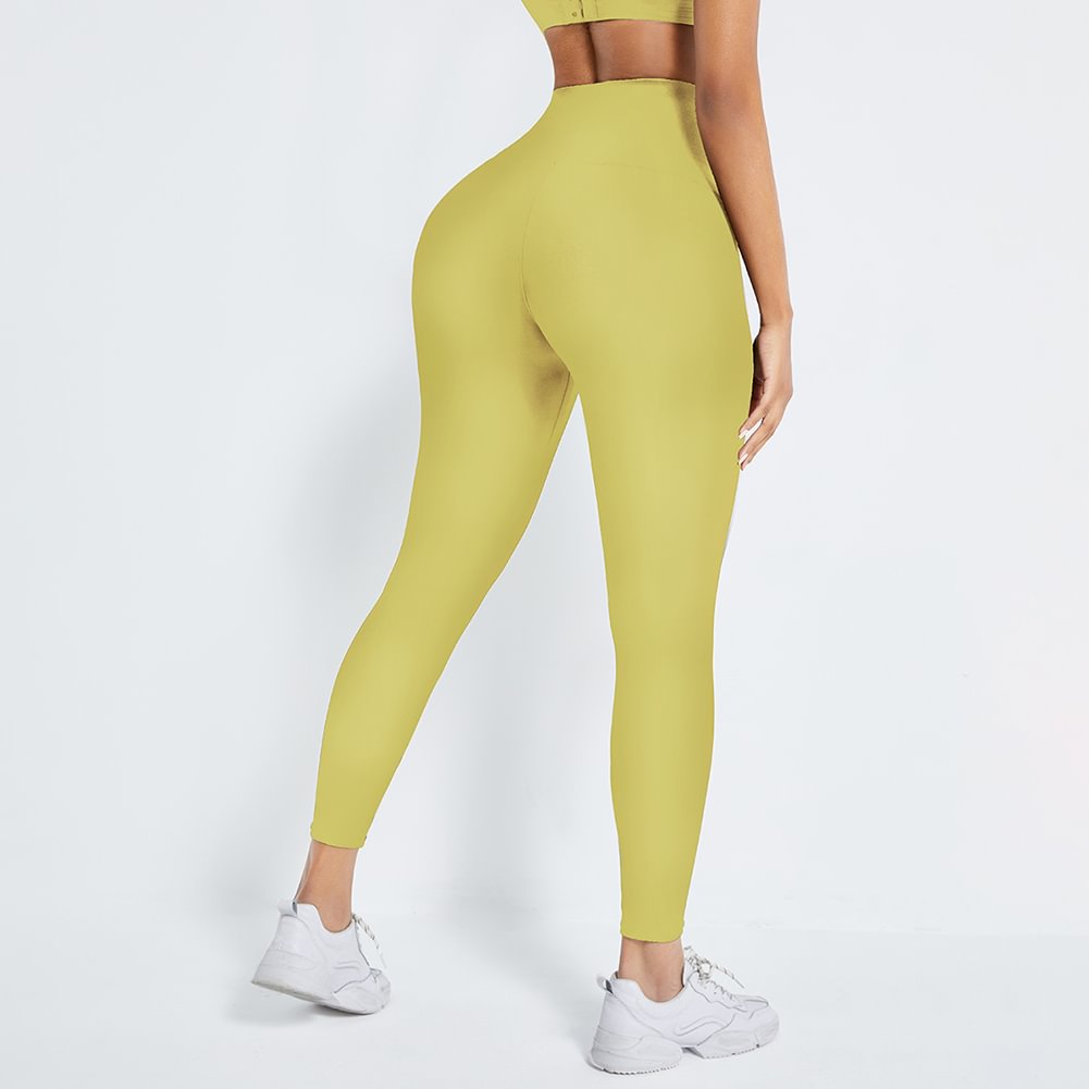 Wholesaleshapeshe Yellow Control Shape Leggings High Waist Yoga Pants