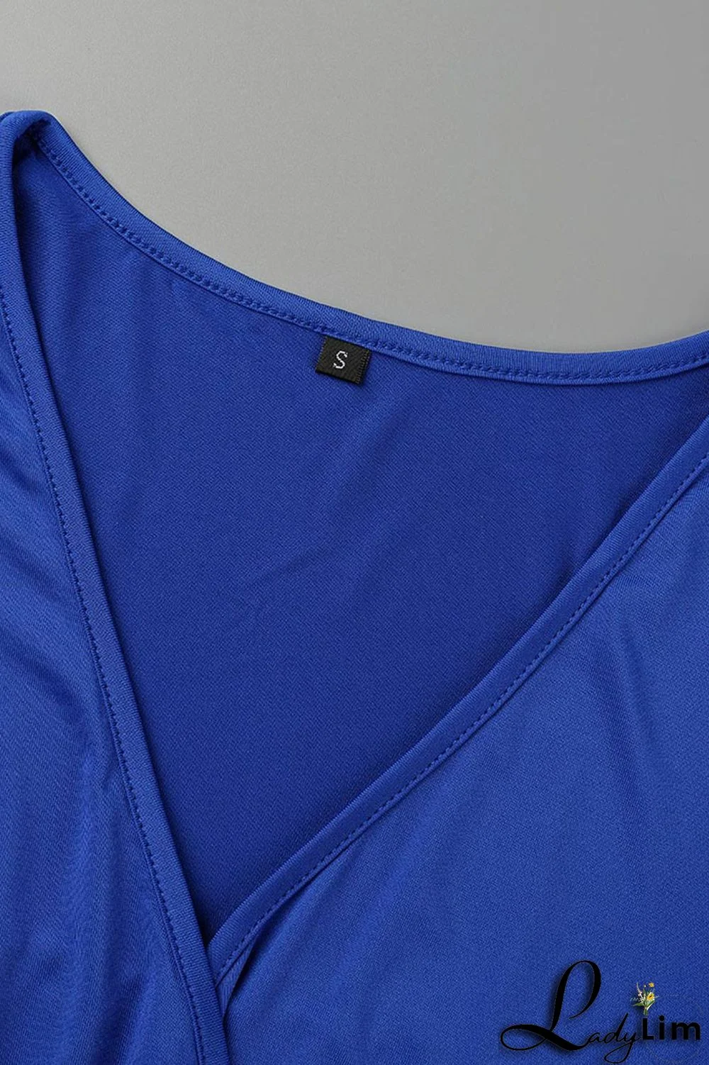 Blue Casual Solid Patchwork V Neck A Line Dresses