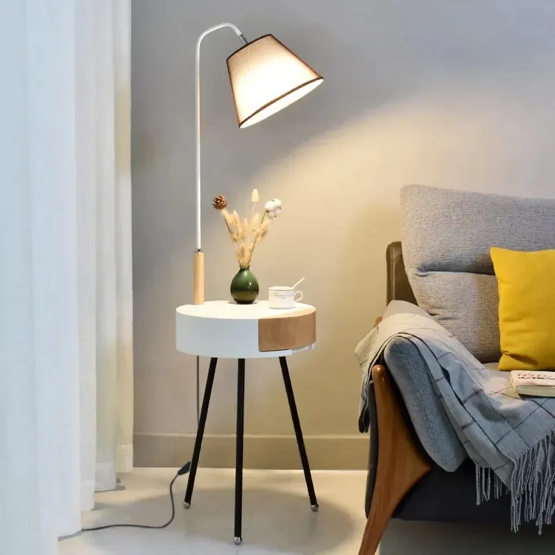 Arc LED Wooden End Table Tripod Floor Lamp JOSENART Josenart