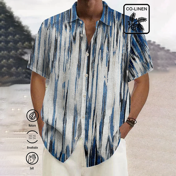 BrosWear Men'S Geometric Stripe Contrast Color Print Shirt