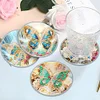 (US Local)[Upgrade]4Pcs Acrylic Special Shape Butterfly DIY Waterproof Diamond Painting Coaster