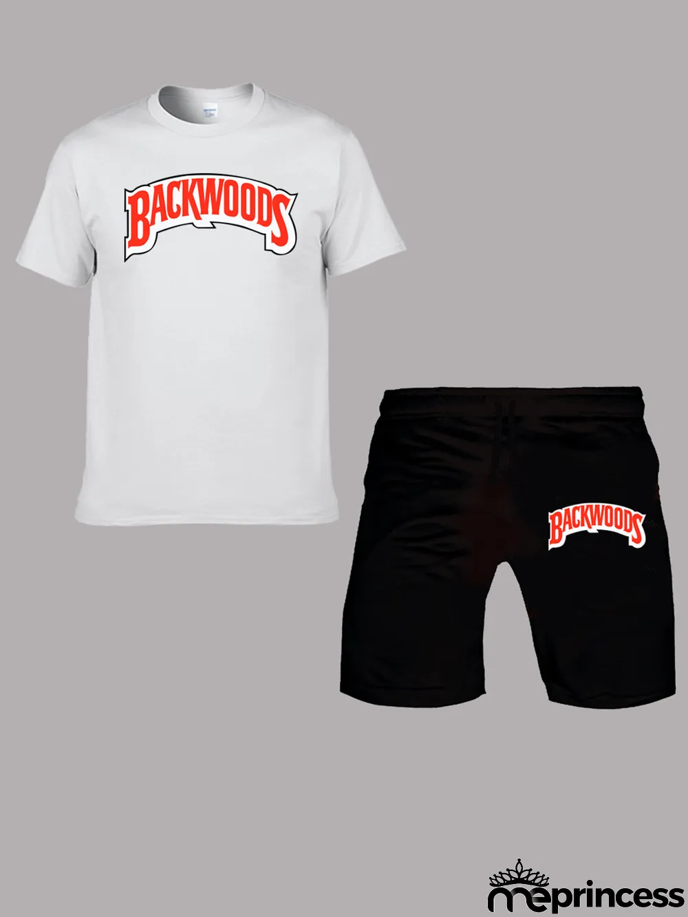 Plus Size summer backwoods print t-shirt set Casual sleeve shorts two-piece set