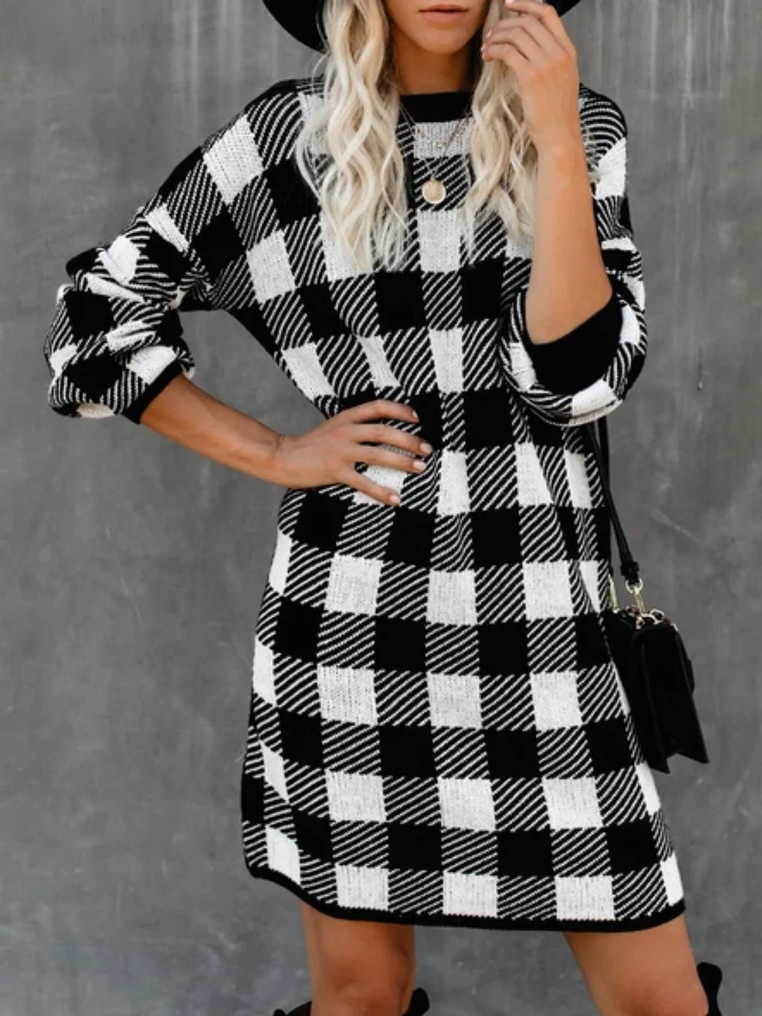 Casual Long Sleeve Checkered/plaid Fall Dresses