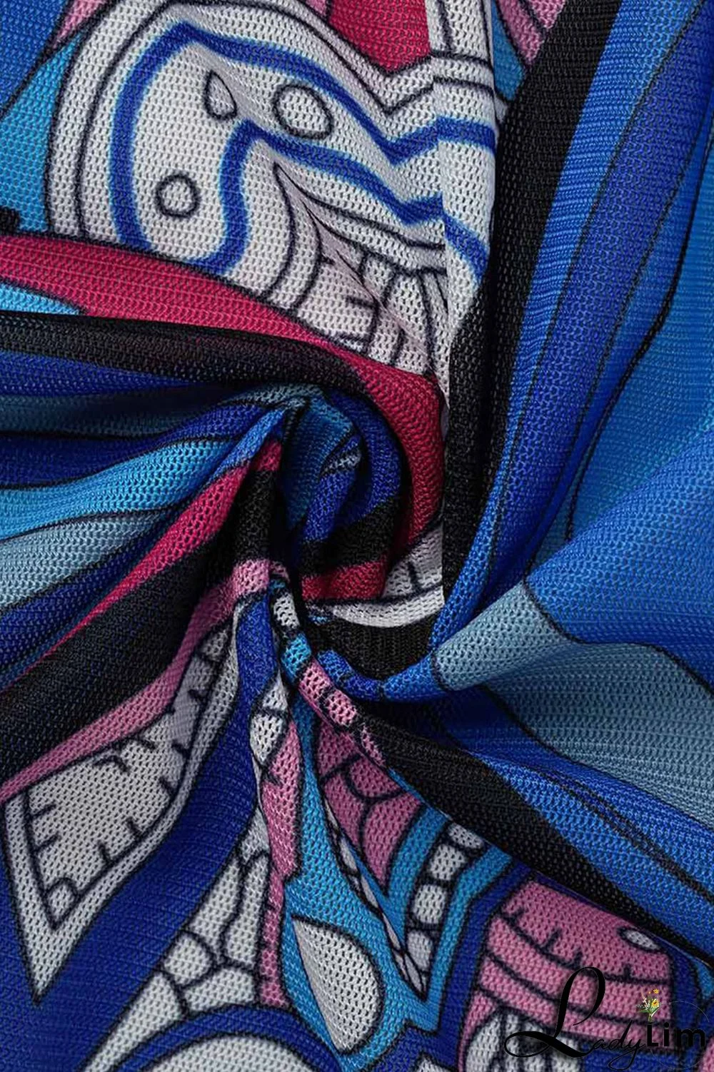 Blue Fashion Casual Print Basic Turndown Collar Long Sleeve Three-piece Set