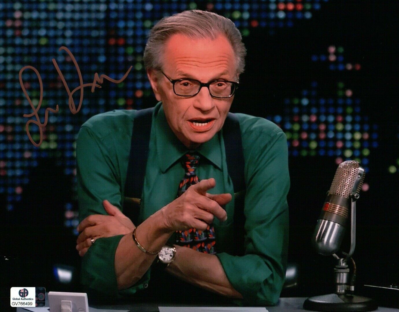 Larry King Hand Signed Autographed 8x10 Photo Poster paintinggraph Sexy TV Host Live GA 766499