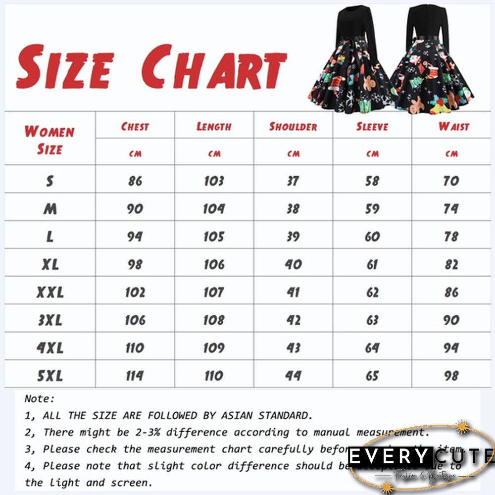 6 Styles Fashion Lady Autumn and Winter Xmas Clothes Christmas Costume Casual Long Sleeve Halloween Print Party Dress Plus Size