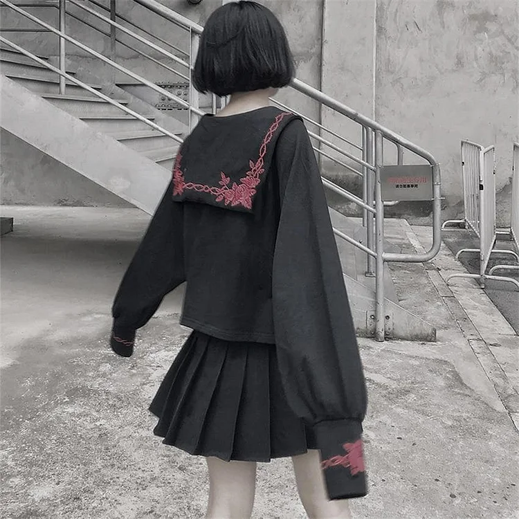 Gothic Rose Embroidery JK Uniform Set SP18036