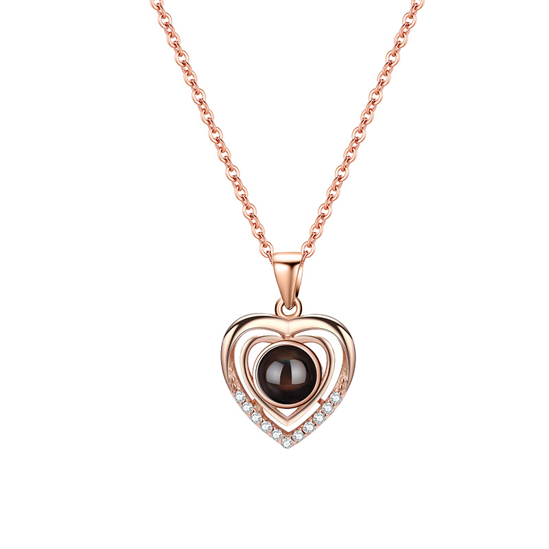 Loveyoufancy Loveyoufancy Double Heart Shape Projection Necklace 