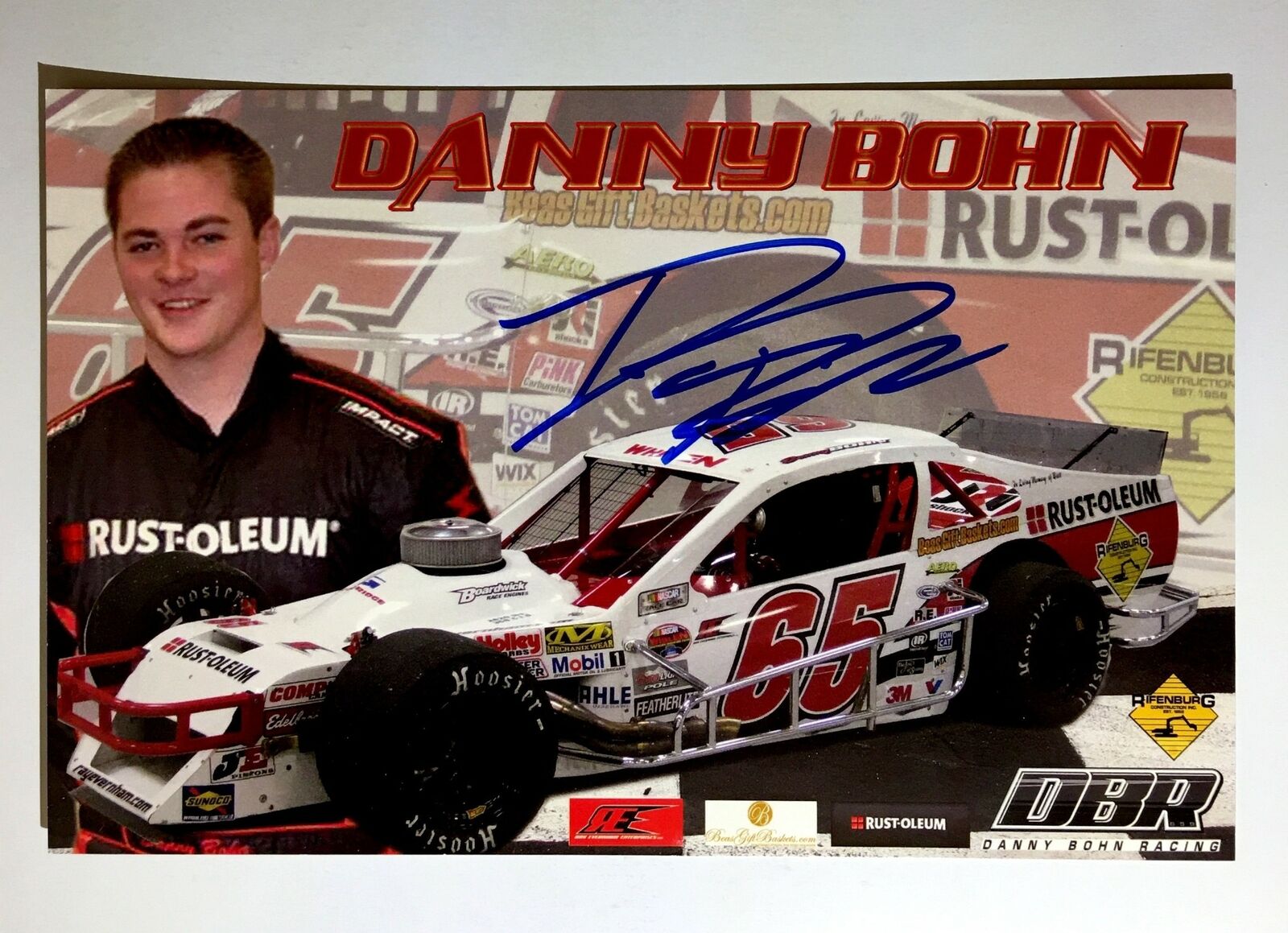 Danny Bohn Signed 5.5x8.5 Photo Poster painting Promo Hero Card Postcard NASCAR  Ship Auto