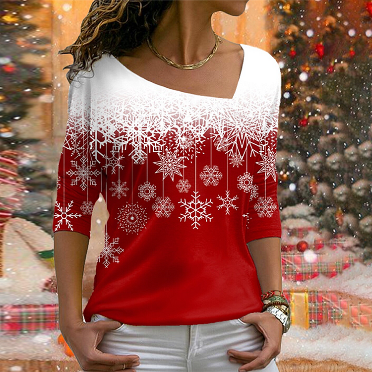 Christmas Print Casual Long Sleeve T-Shirt