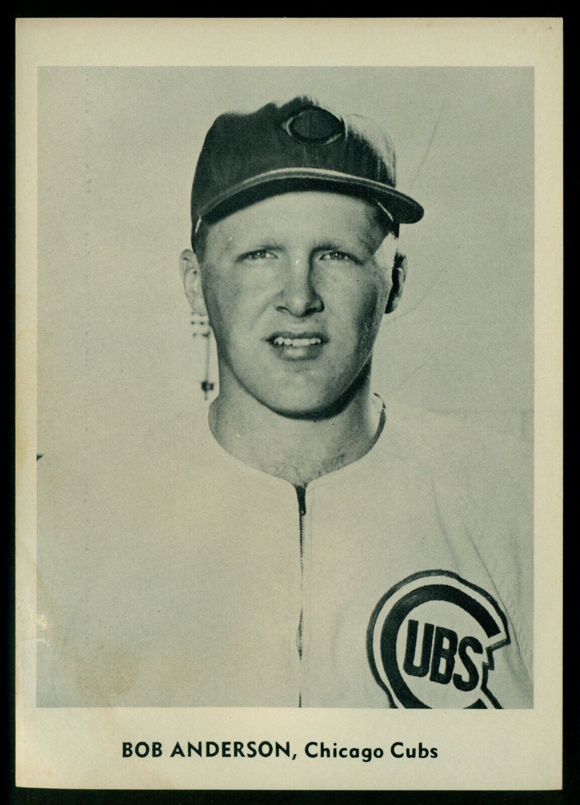 Original 1950's BOB ANDERSON CHICAGO CUBS Team Issue B&W Photo Poster painting Card sz 5X7