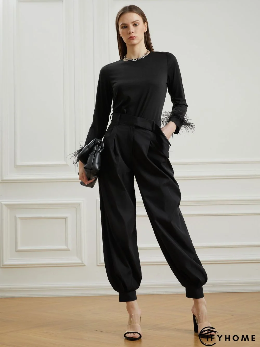 Casual Simple Elegant Crew Neck Simple Plain  Top | IFYHOME