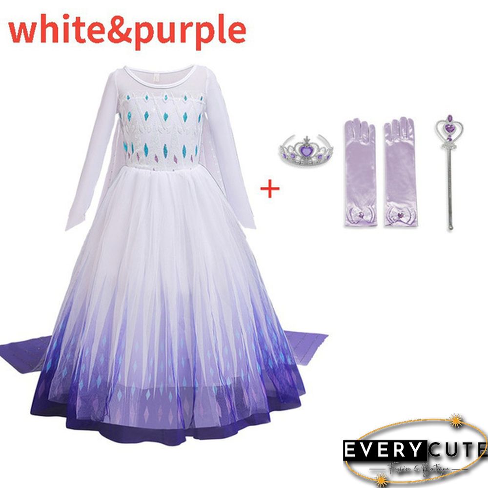 17 Styles Fancy Halloween Princess Cosplay Costume 4pcs Outfit with Accessories for 3-10 Years Kids Girls